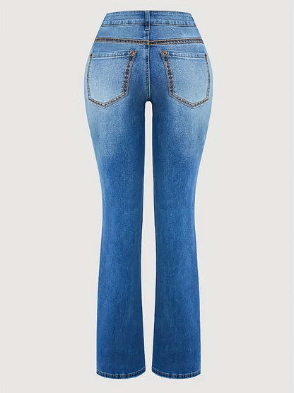 Women's Jeans - Vibrant Blue Stretch detail view