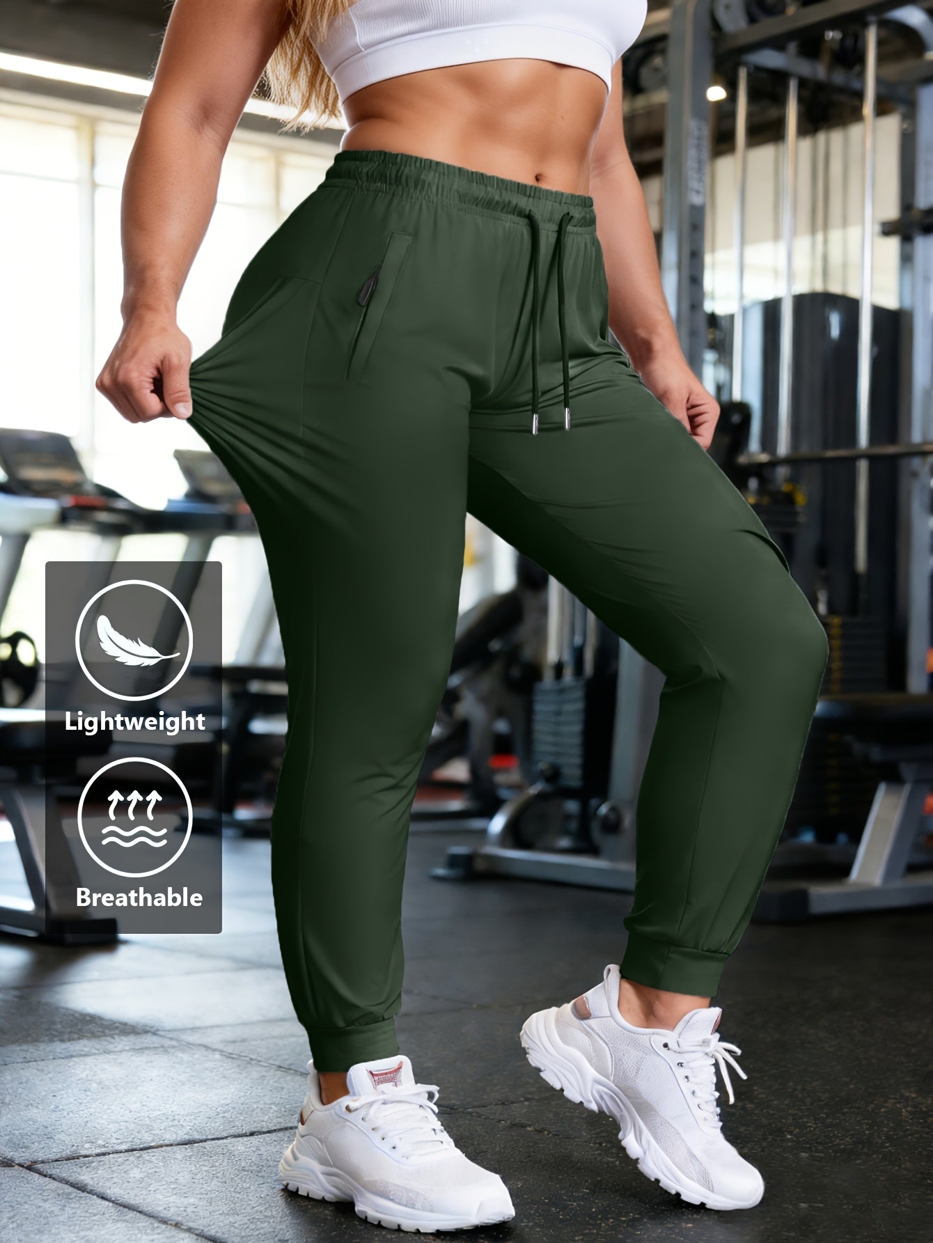Women's Jogger Pants - Drawstring Waist Relaxed fit 36 detail view