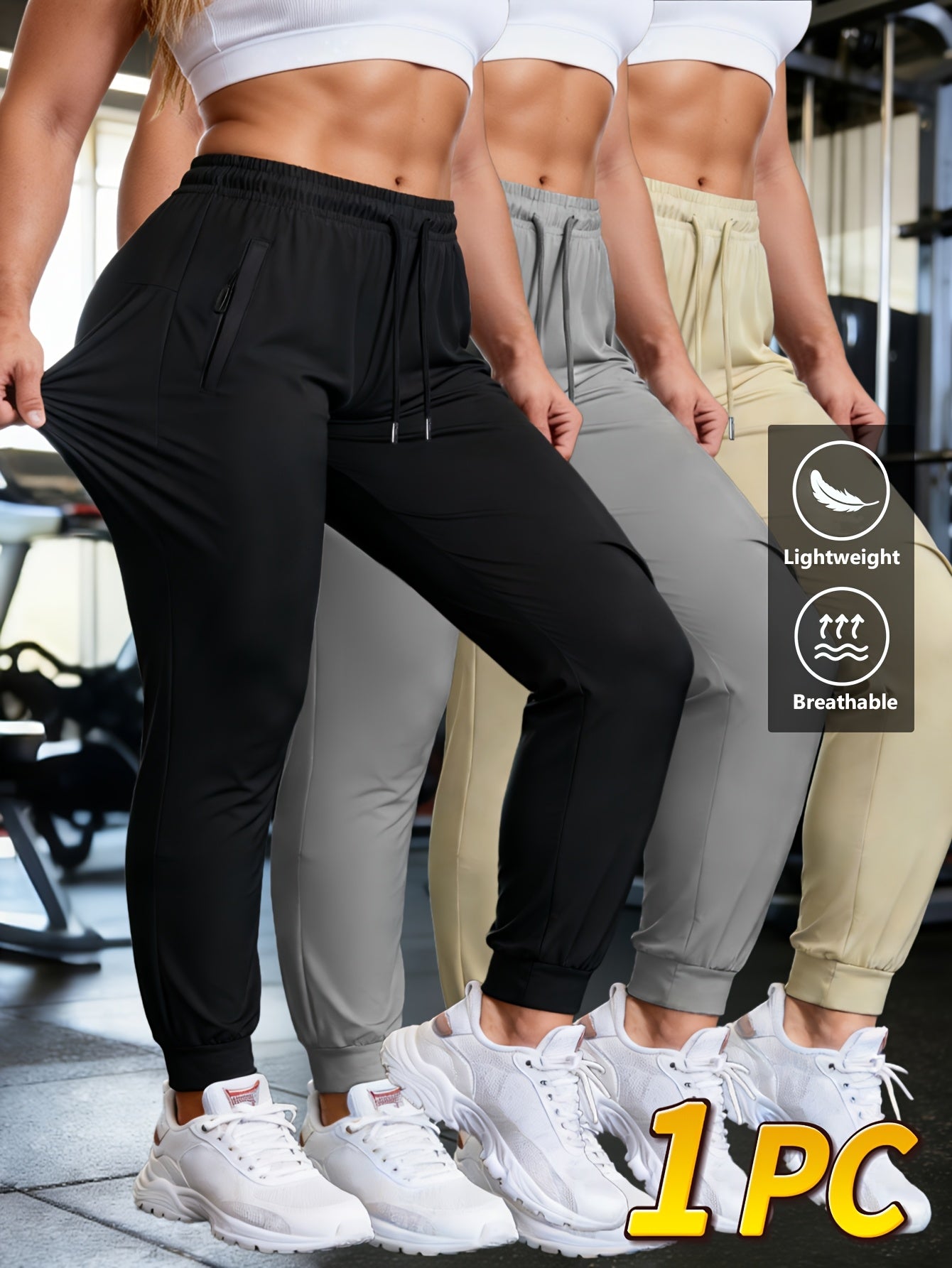 Women's Jogger Pants - Drawstring Waist Relaxed fit 36 – Black option – view 2