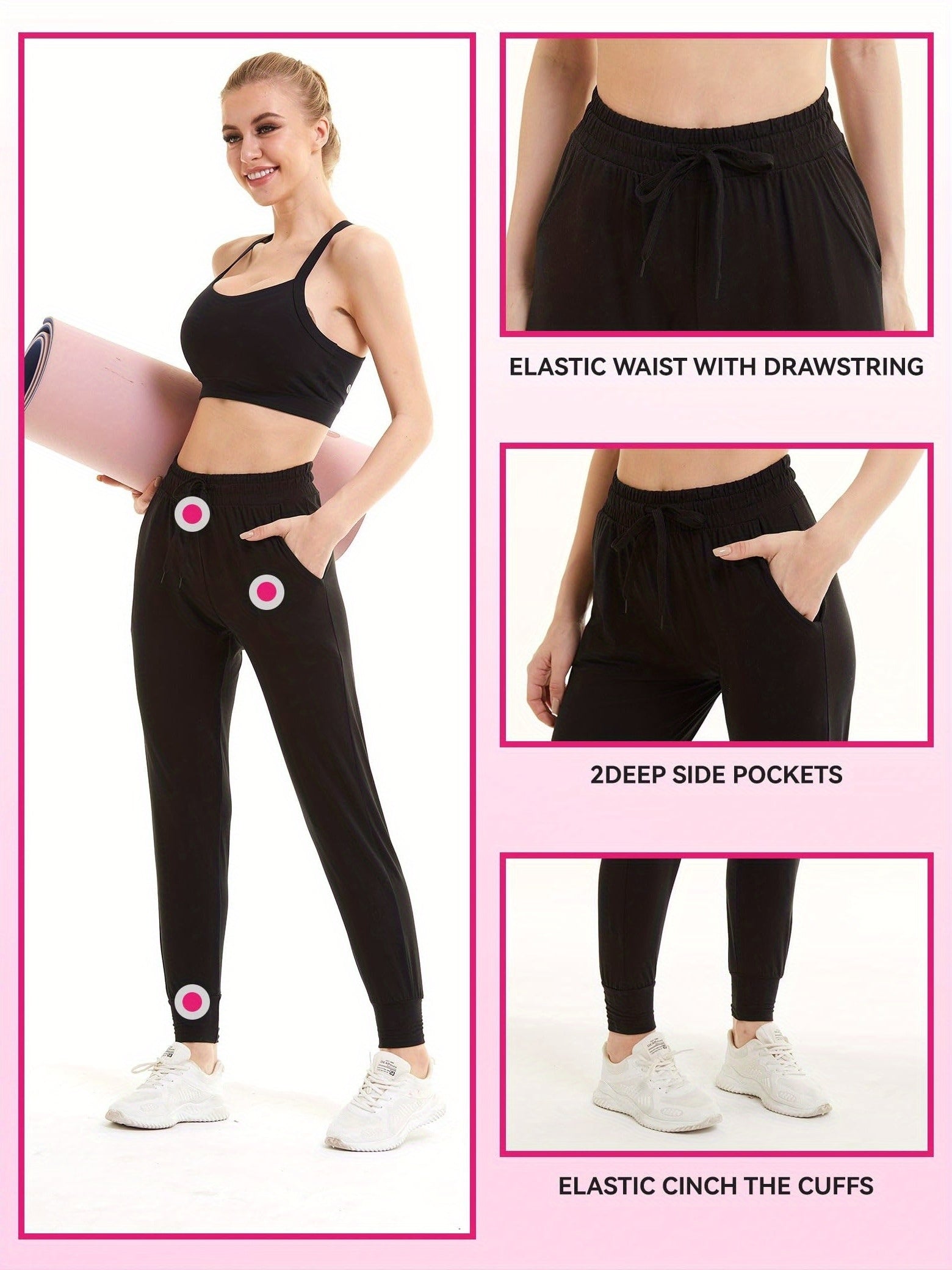 Women's Jogger Pants - Drawstring Waist Relaxed fit 37 detail view
