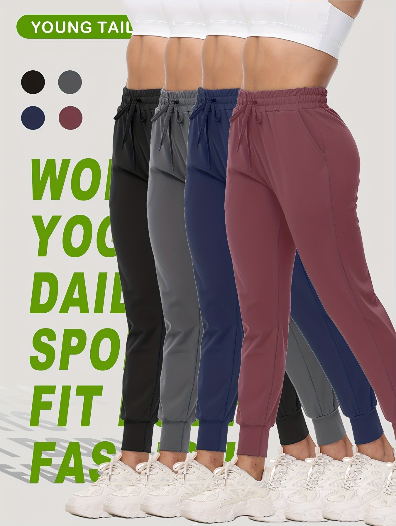 Women's Jogger Pants - Drawstring Waist Relaxed fit 37 detail view