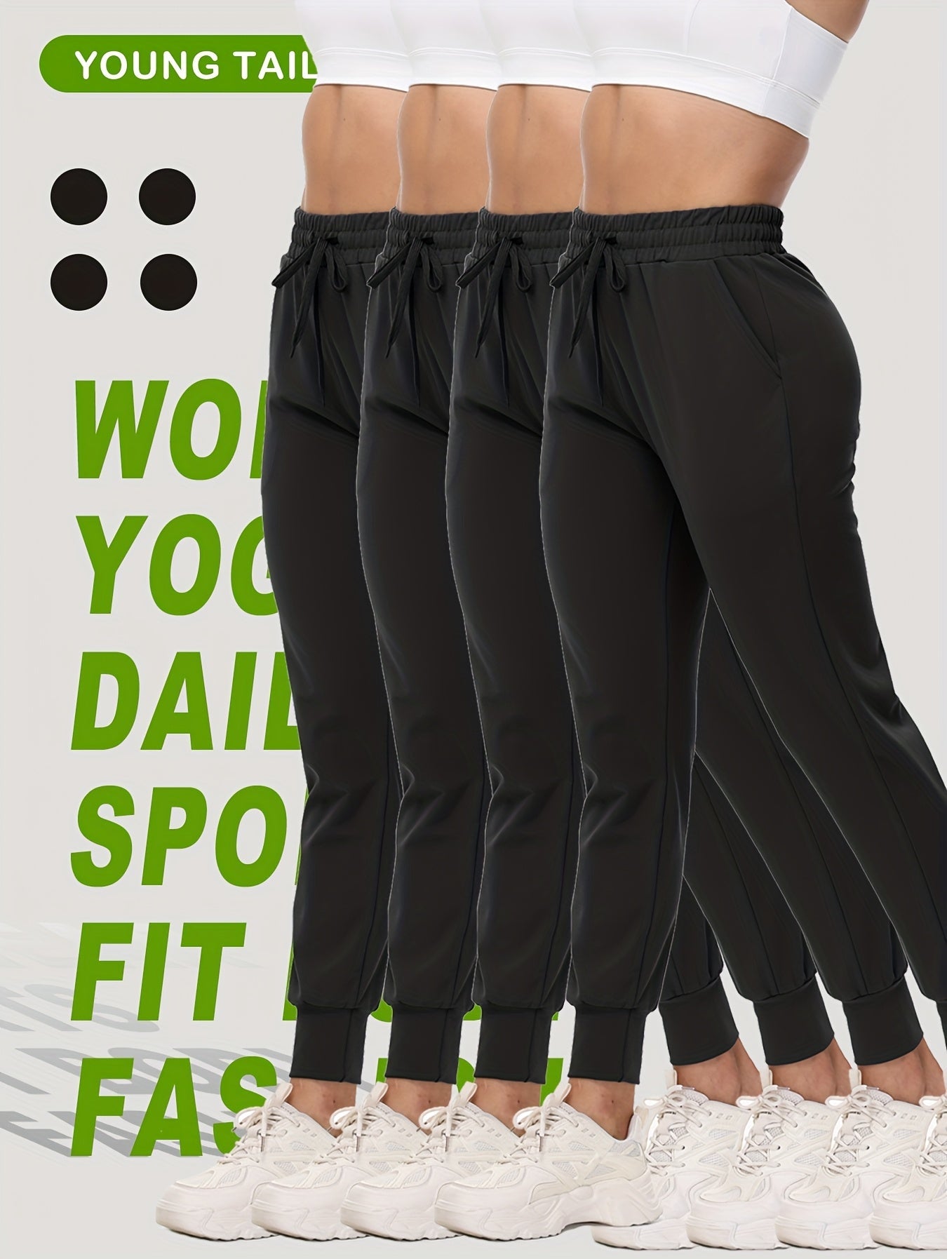Women's Jogger Pants - Drawstring Waist Relaxed fit 37 – Black option – view 4