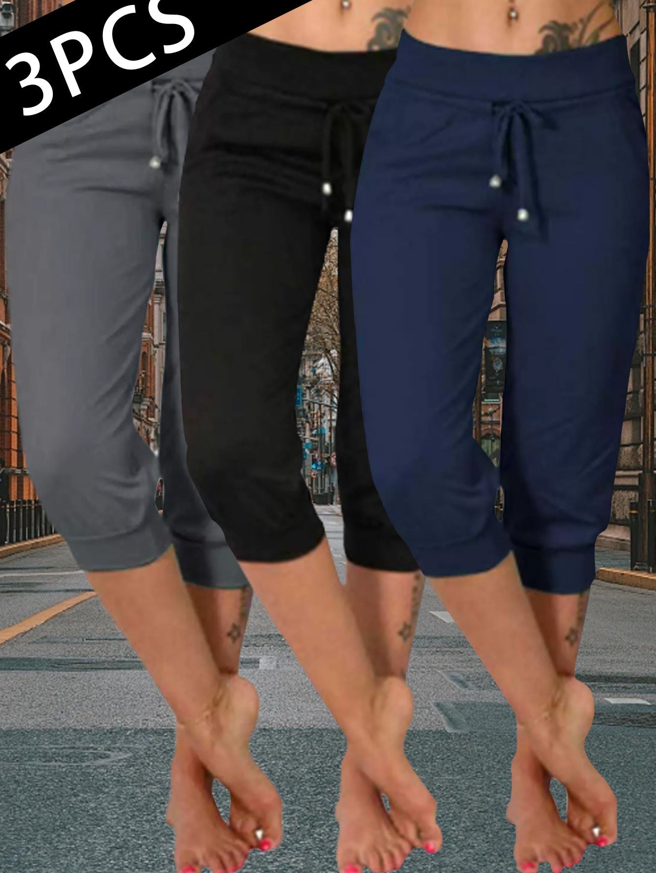 Women's Jogger Pants - High Waist Slim fit – Black option – view 2
