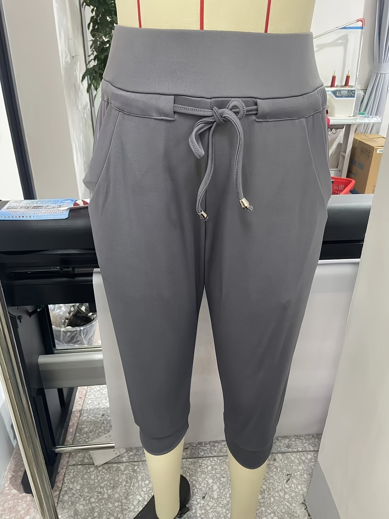 Women's Jogger Pants - High Waist Slim fit – Black option – view 4