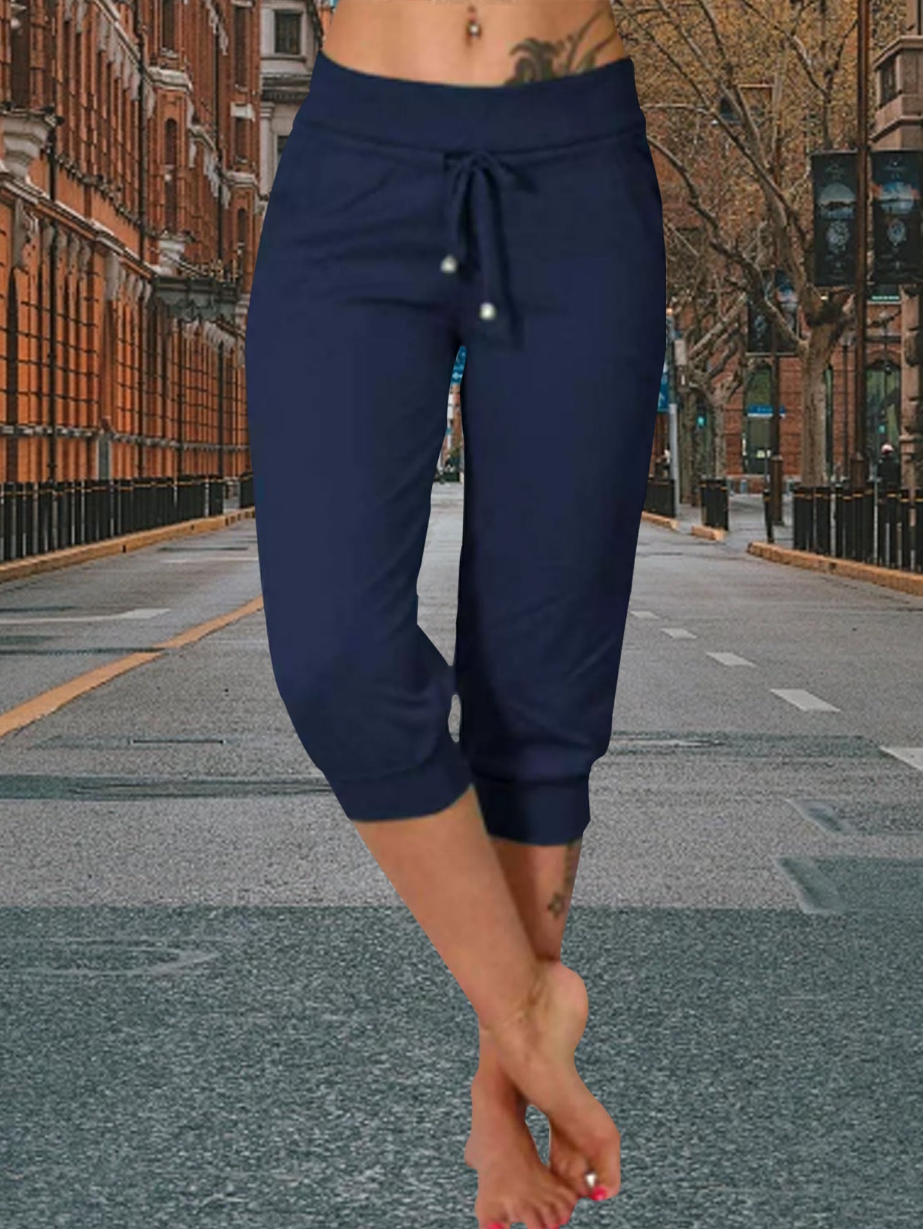 Women's Jogger Pants - High Waist Slim fit – Black option – view 8