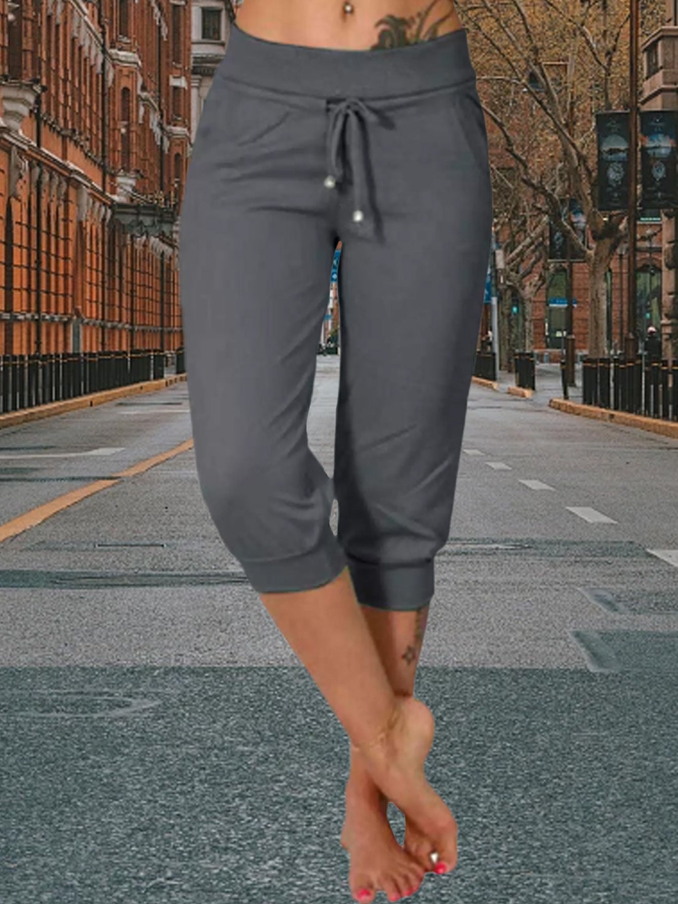 Women's Jogger Pants - High Waist Slim fit – Black option – view 9