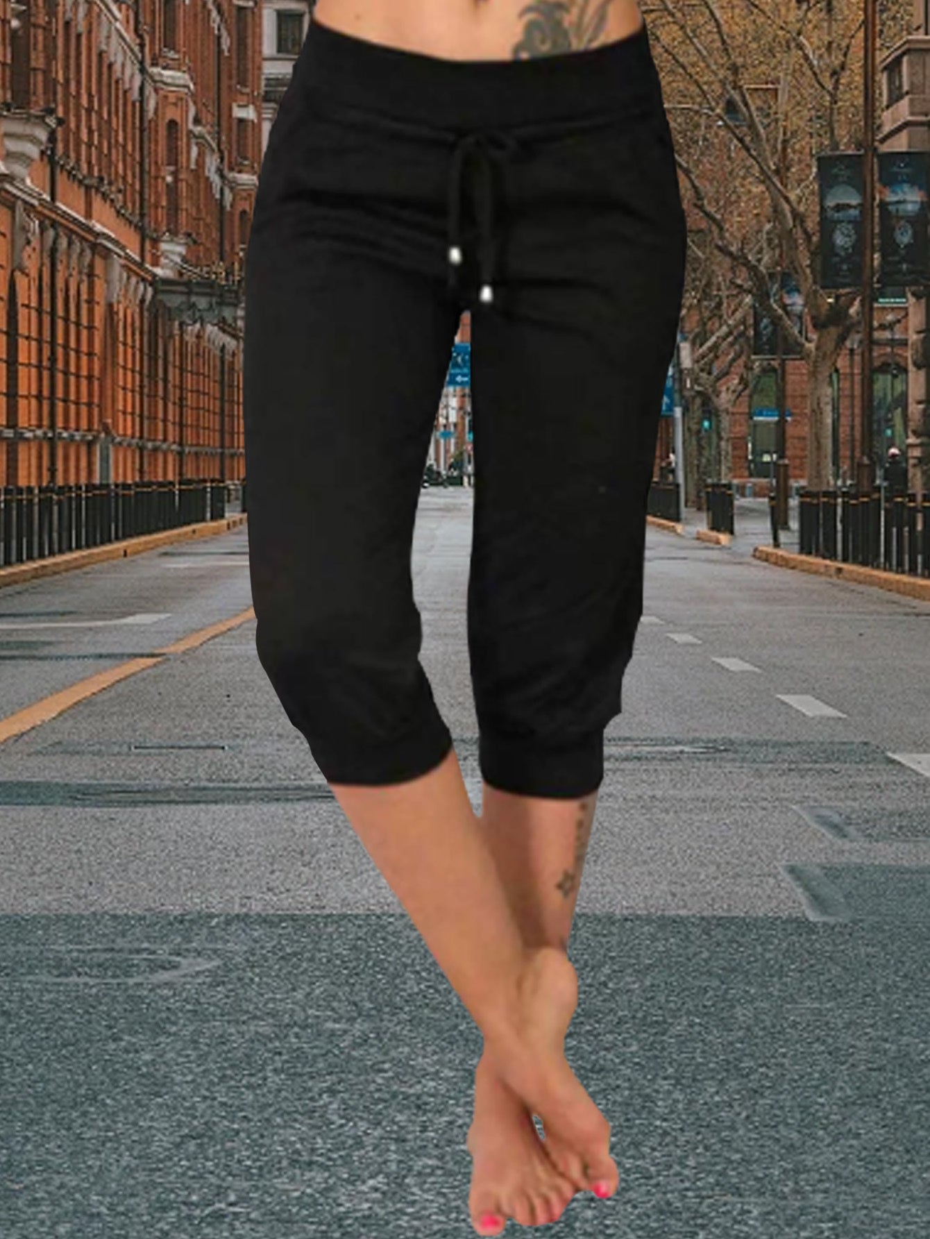 Women's Jogger Pants - High Waist Slim fit – Black option – view 10