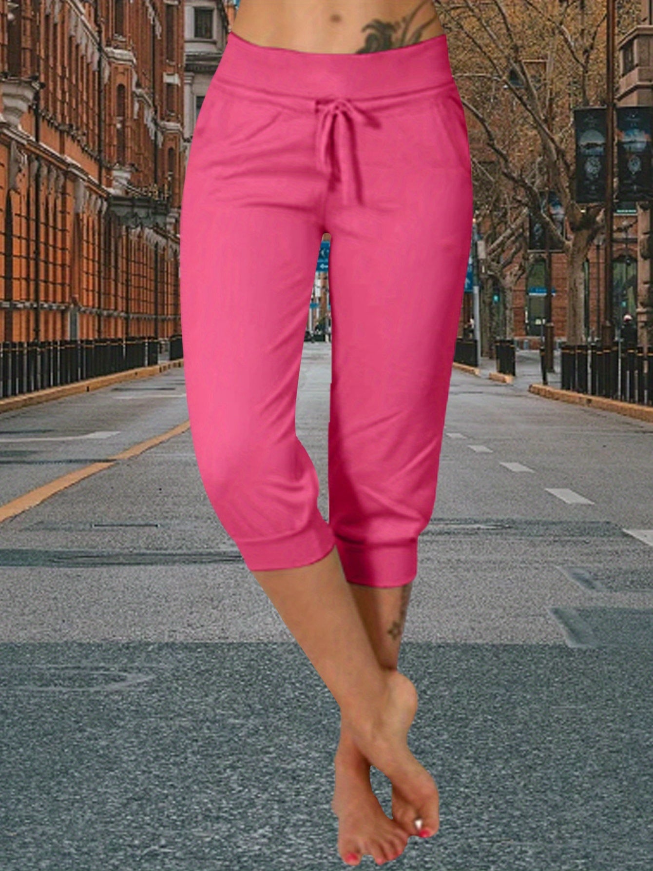 Women's Jogger Pants - High Waist Slim fit – Black option – view 11