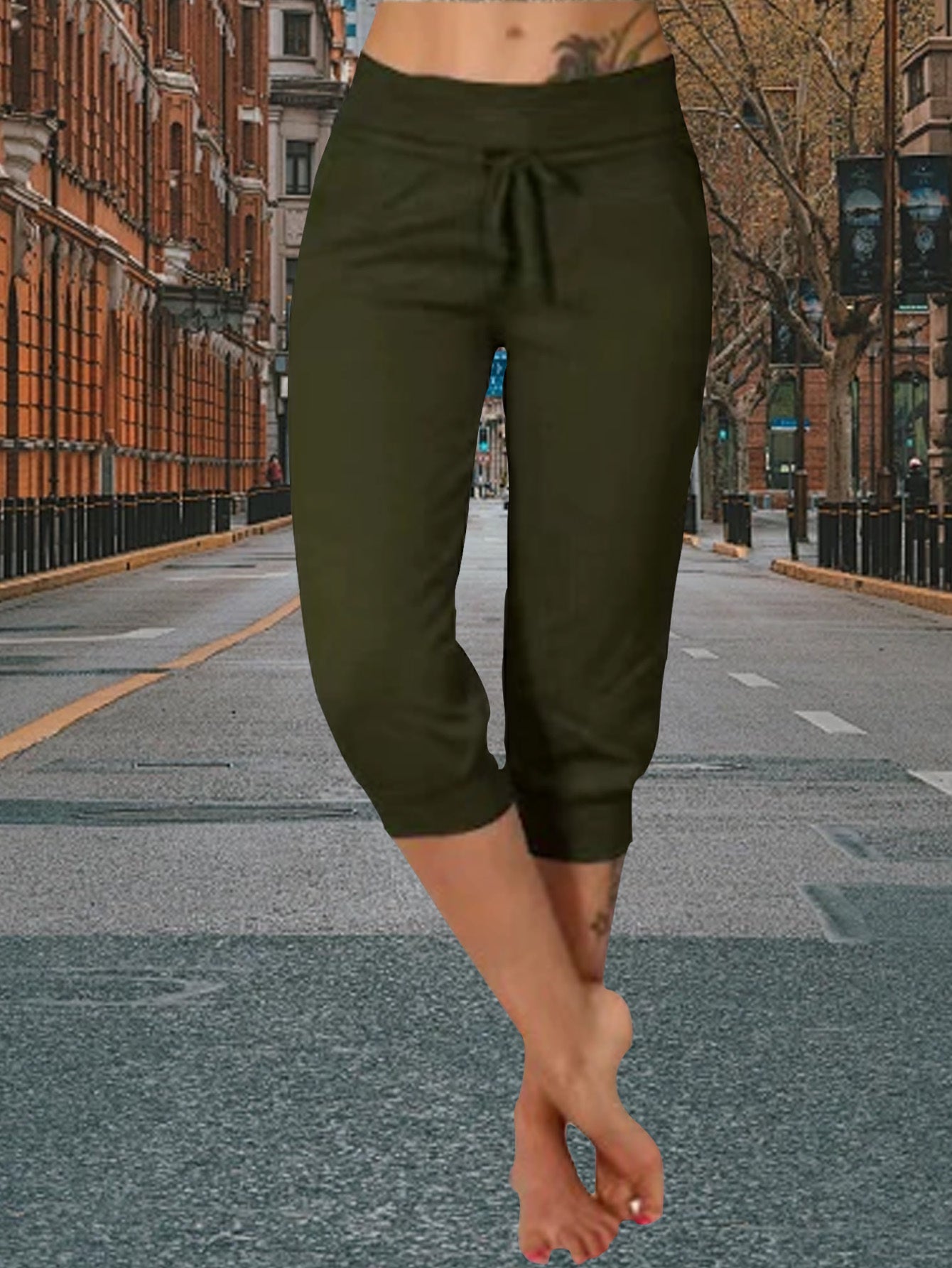 Women's Jogger Pants - High Waist Slim fit – Black option – view 12