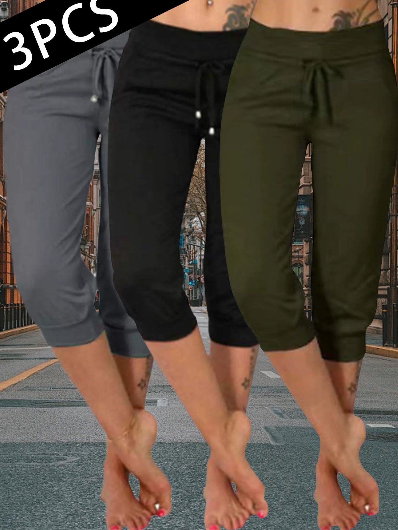 Women's Jogger Pants - High Waist Slim fit – Black option – view 15