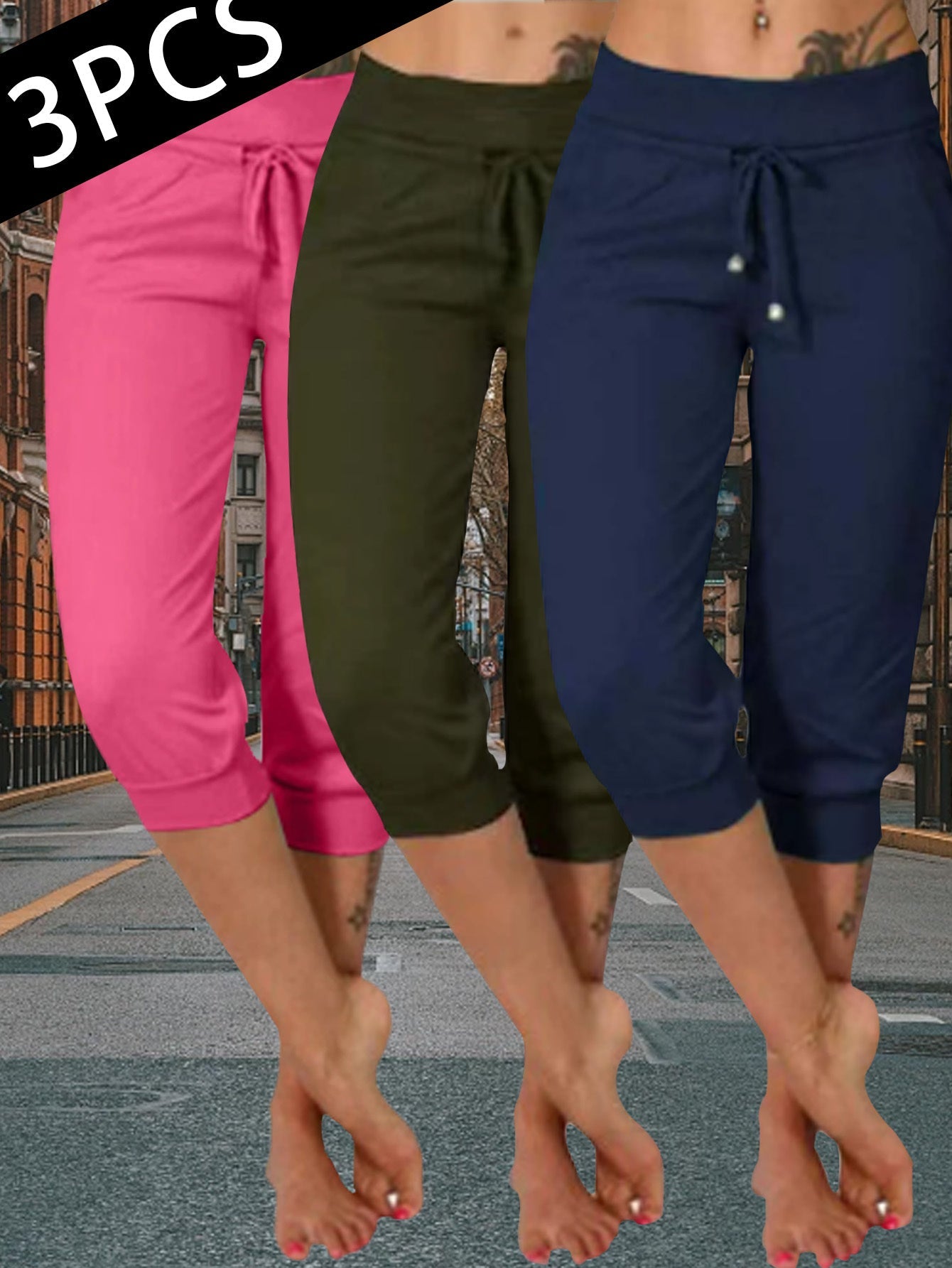 Women's Jogger Pants - High Waist Slim fit – Black option – view 16