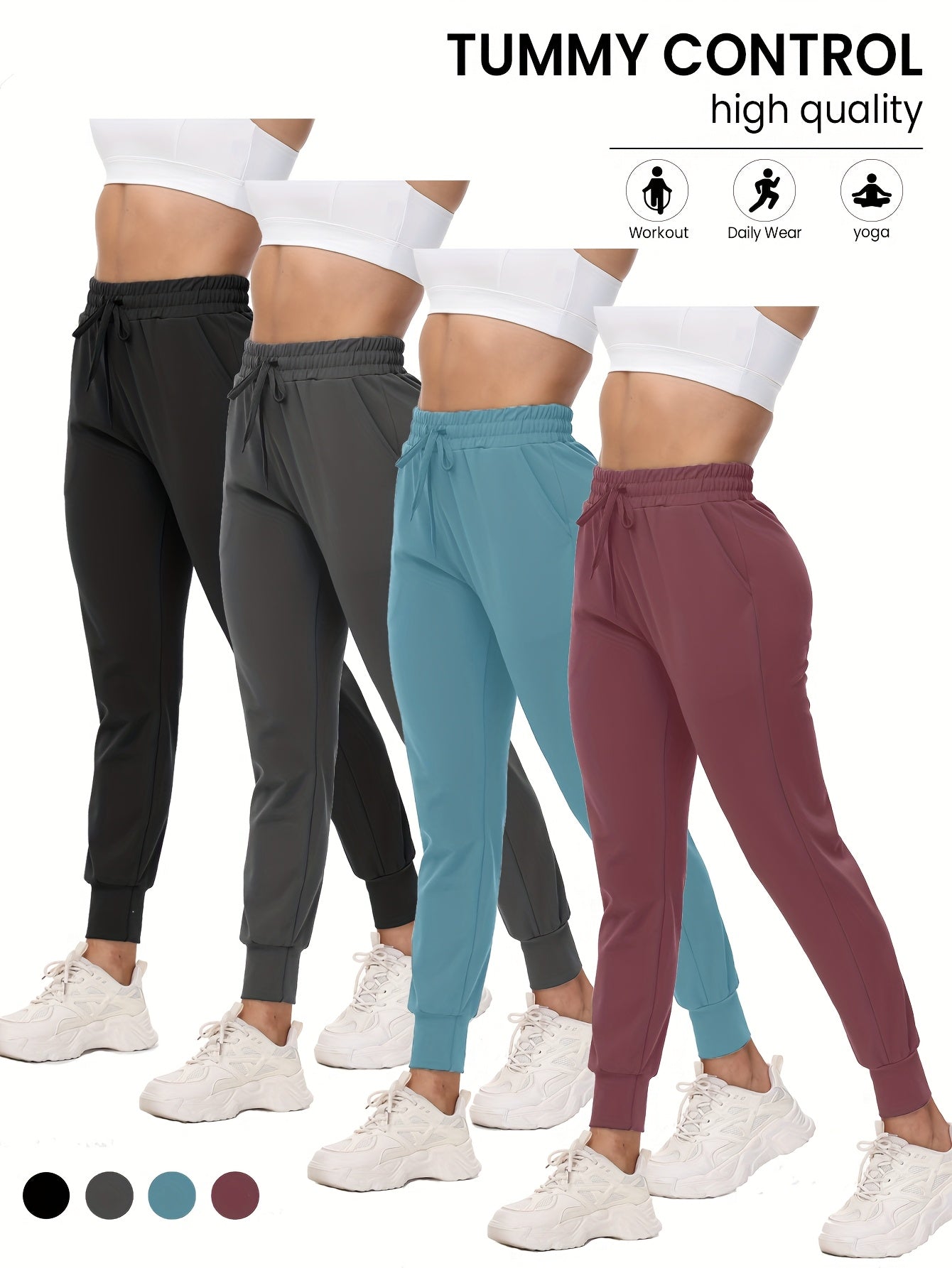 Women's Jogger Pants - Stretch With Pockets – Black option – main product image