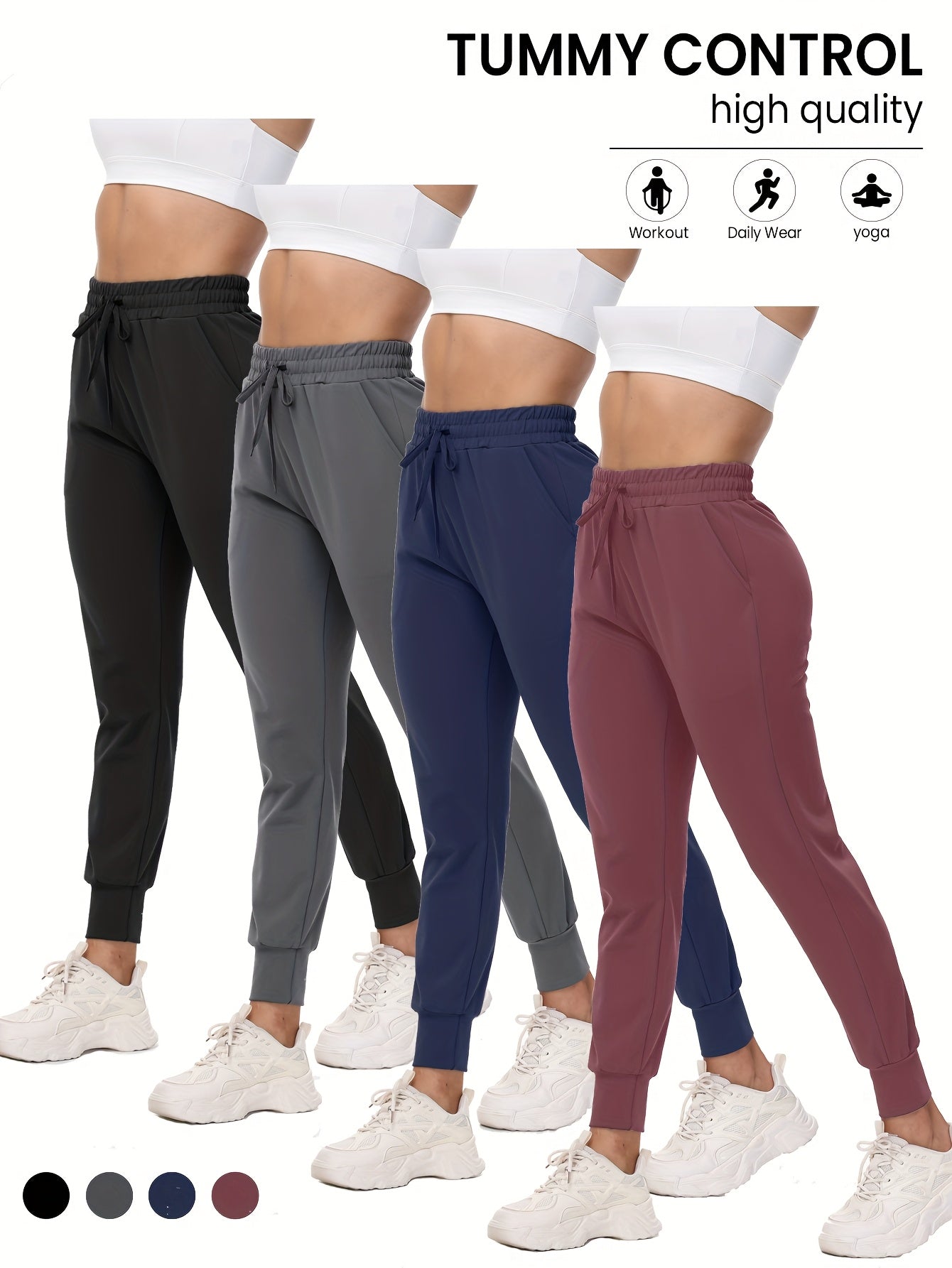 Women's Jogger Pants - Stretch With Pockets – Black option – view 2