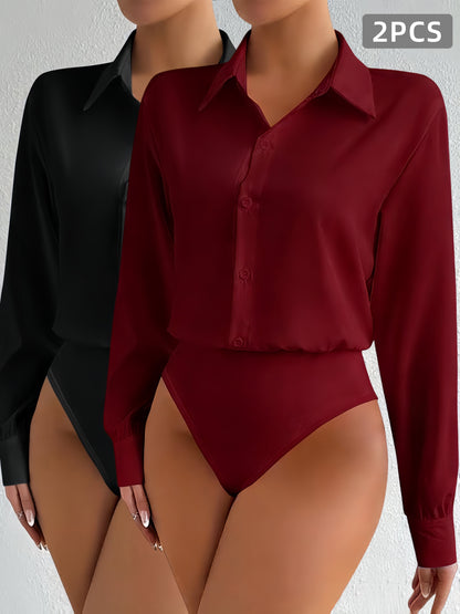 Women's Jumpsuit - Button-Front – Black option – main product image