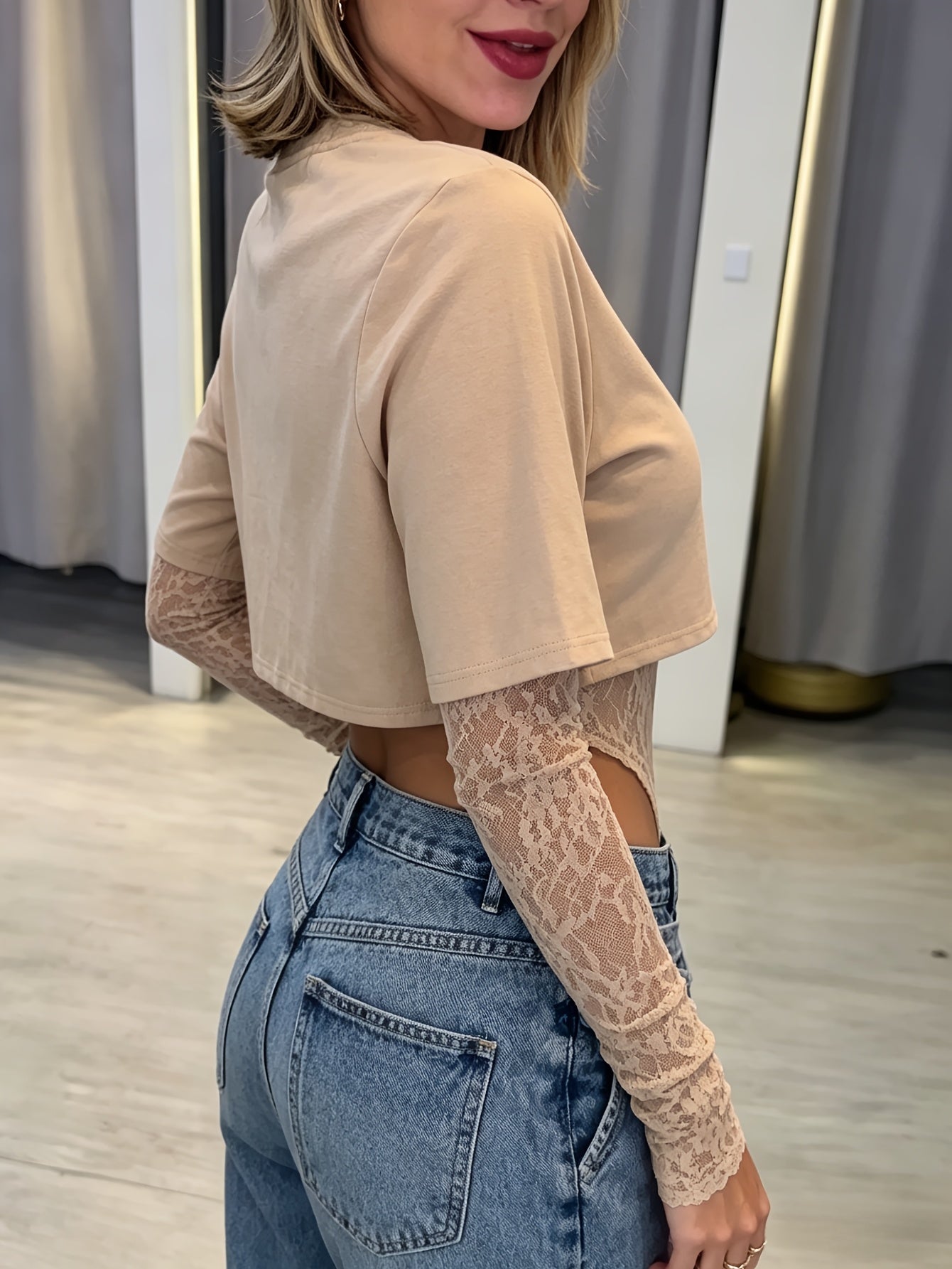 Women's Jumpsuit - Lace Graphic detail view