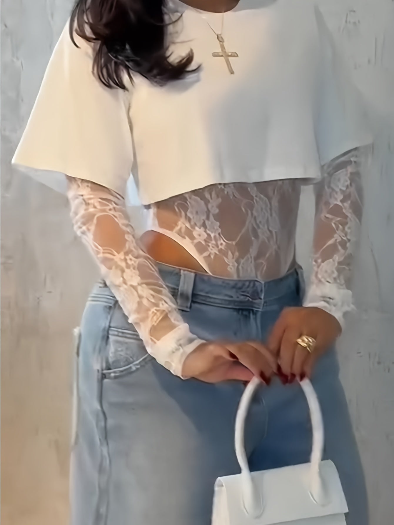 Women's Jumpsuit - Lace Graphic detail view