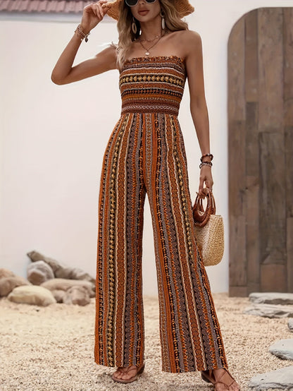 Women's Jumpsuit - Strapless Wide Leg detail view
