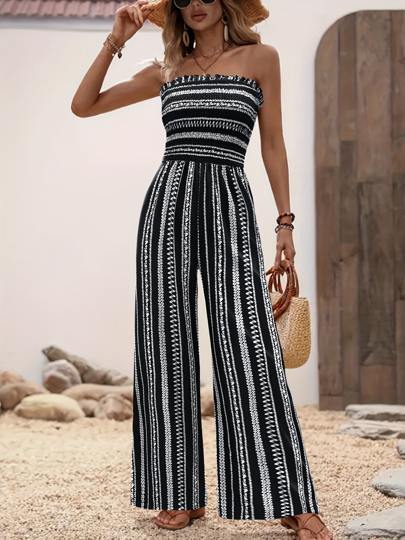 Women's Jumpsuit - Strapless Wide Leg detail view
