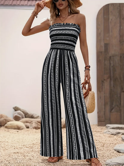 Women's Jumpsuit - Strapless Wide Leg detail view