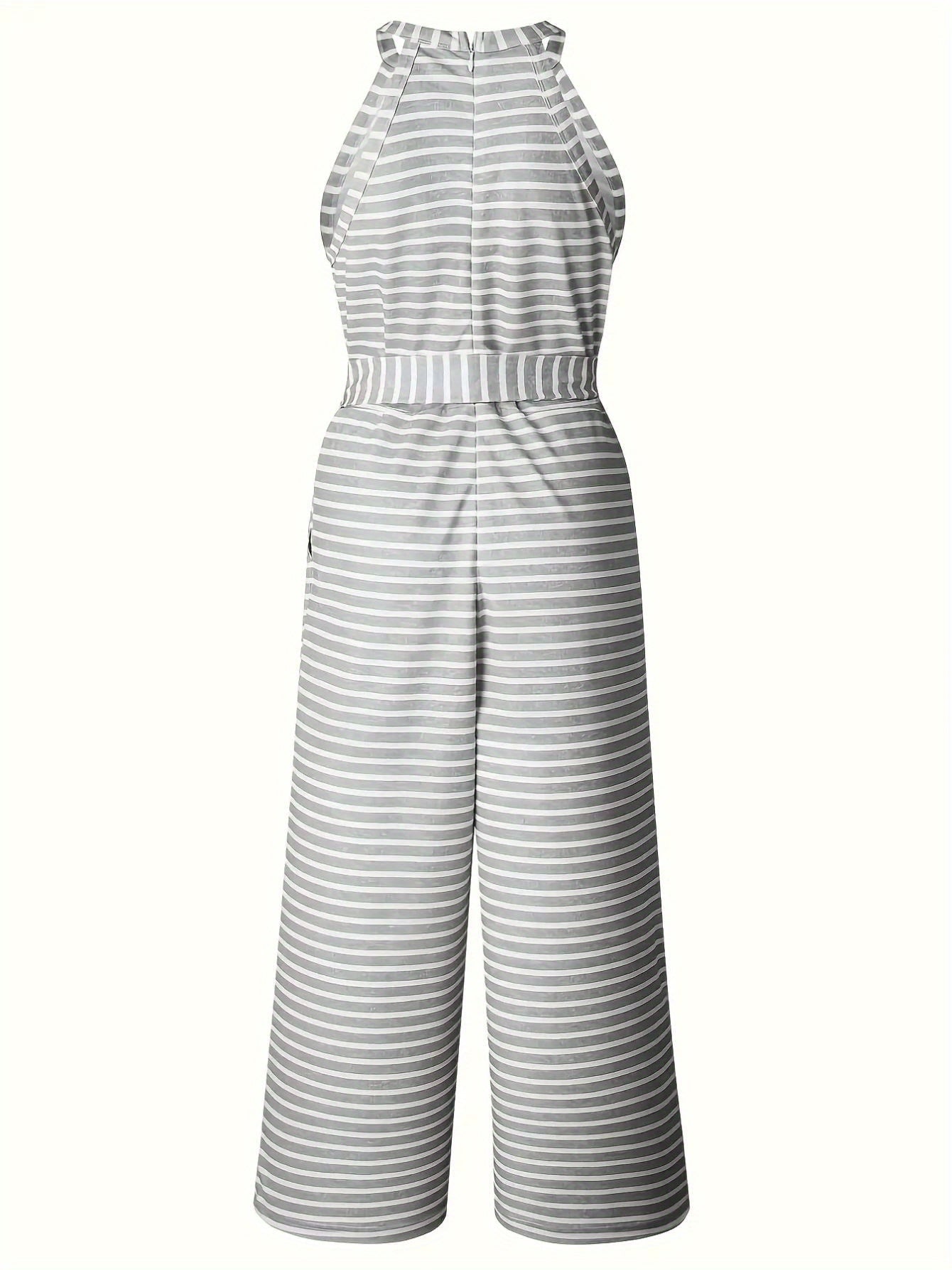 Women's Jumpsuit - Striped Halter Neck detail view