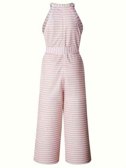 Women's Jumpsuit - Striped Halter Neck detail view