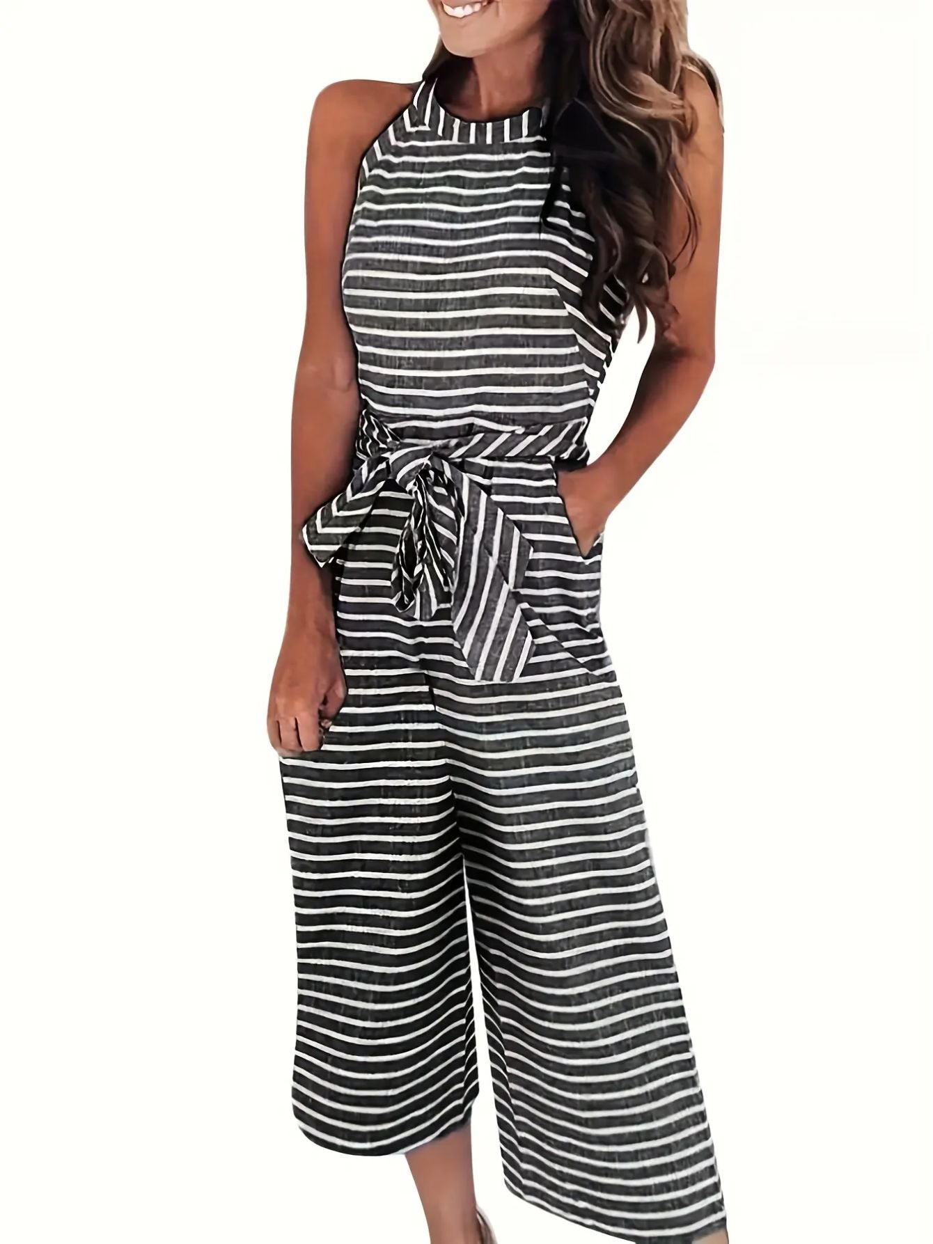 Women's Jumpsuit - Striped Wide Leg detail view