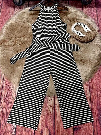 Women's Jumpsuit - Striped Wide Leg detail view