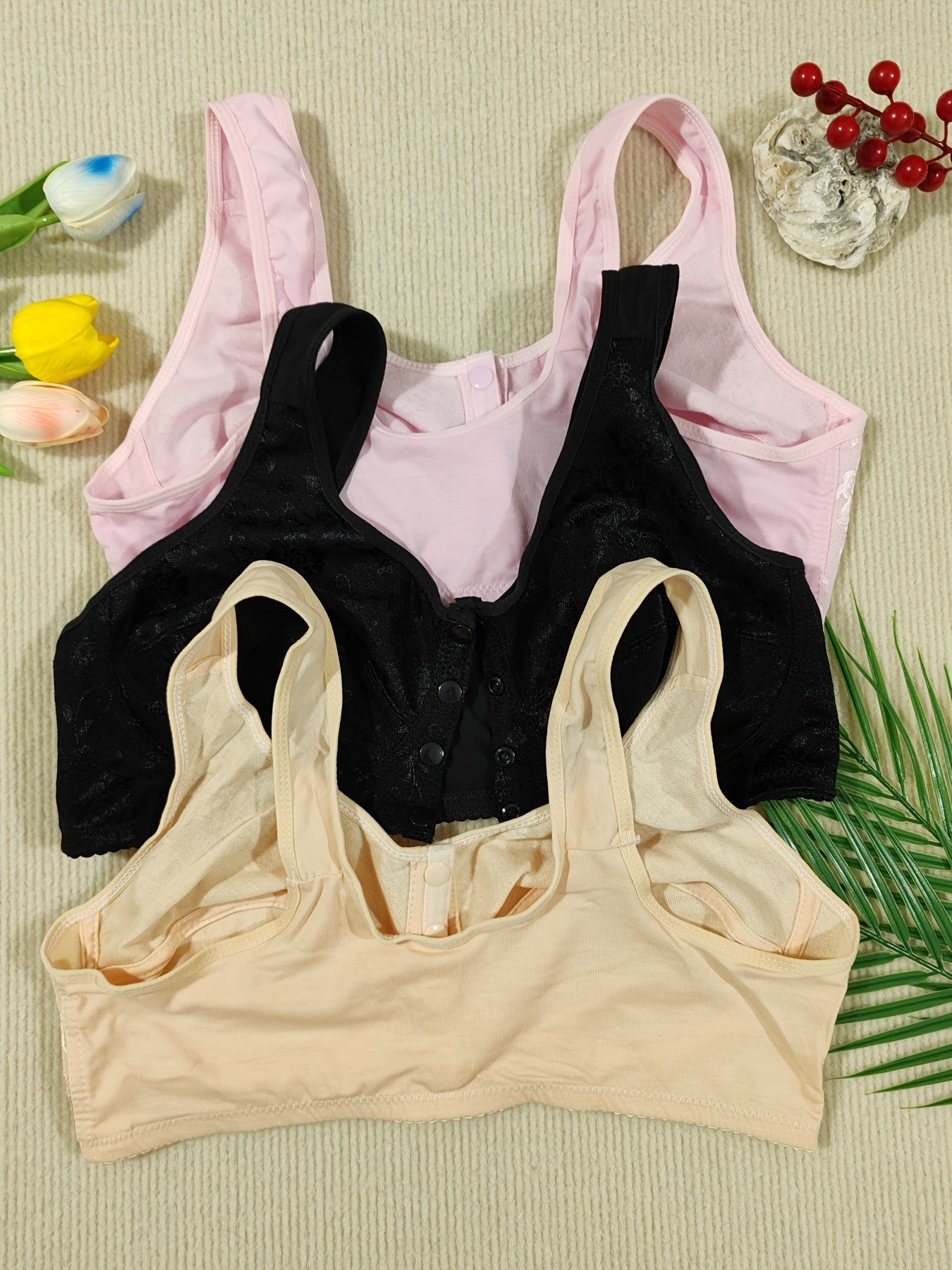Women's Lace Bralette - 3-Pack Unpadded, Light Support detail view