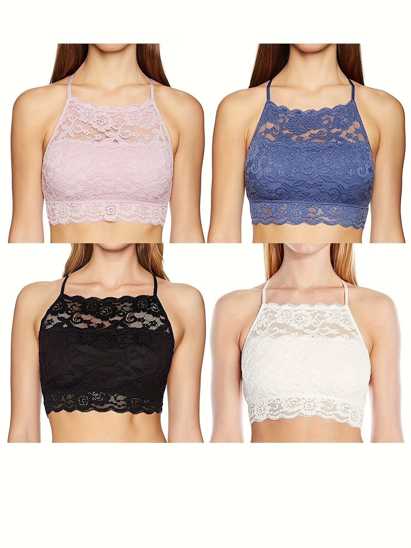 Women's Lace Bralette - 4-Pack Everyday Support – White option – main product image