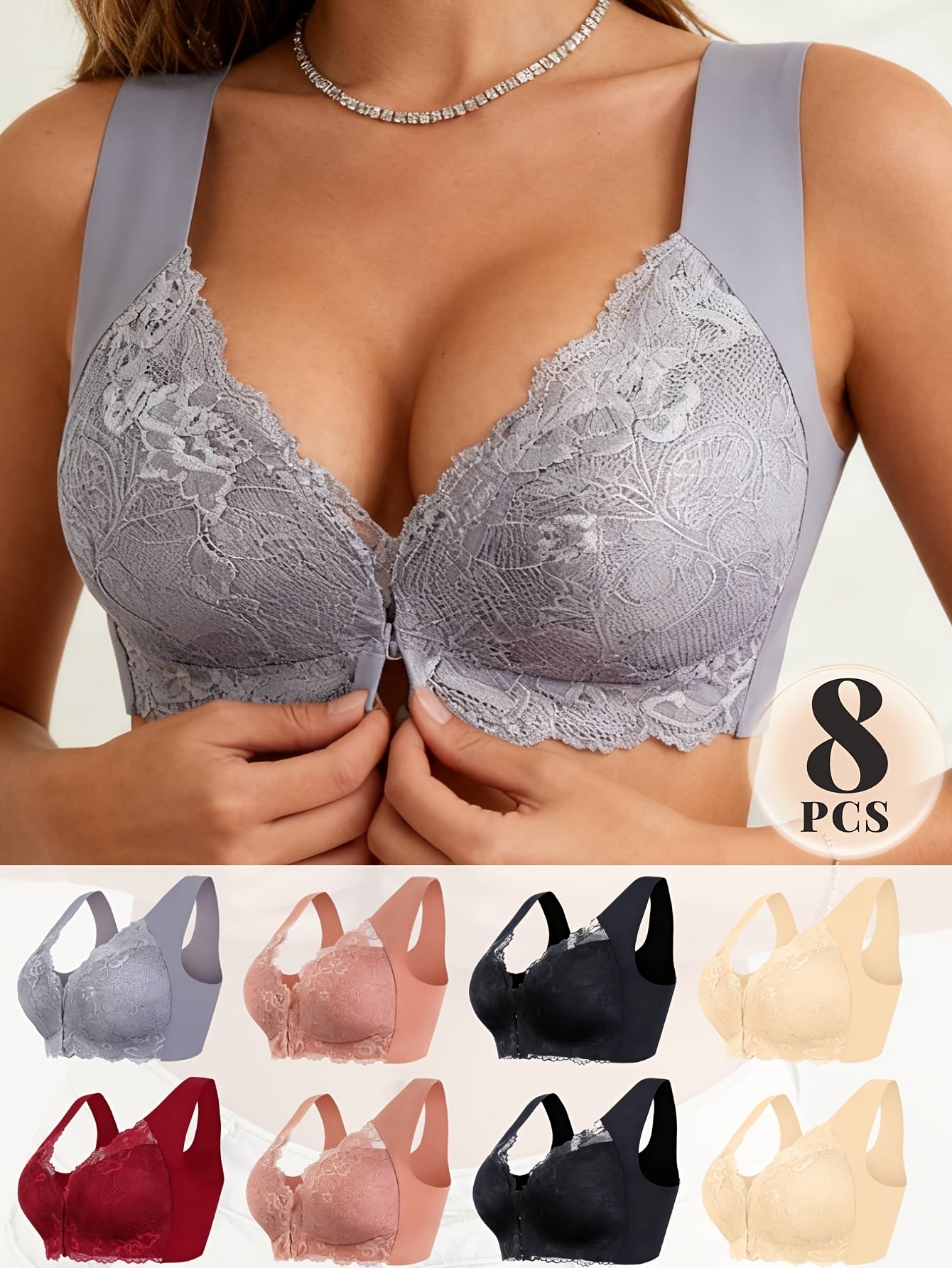 Women's Lace Bralette - 4-Pack Padded, Medium Support – view 2