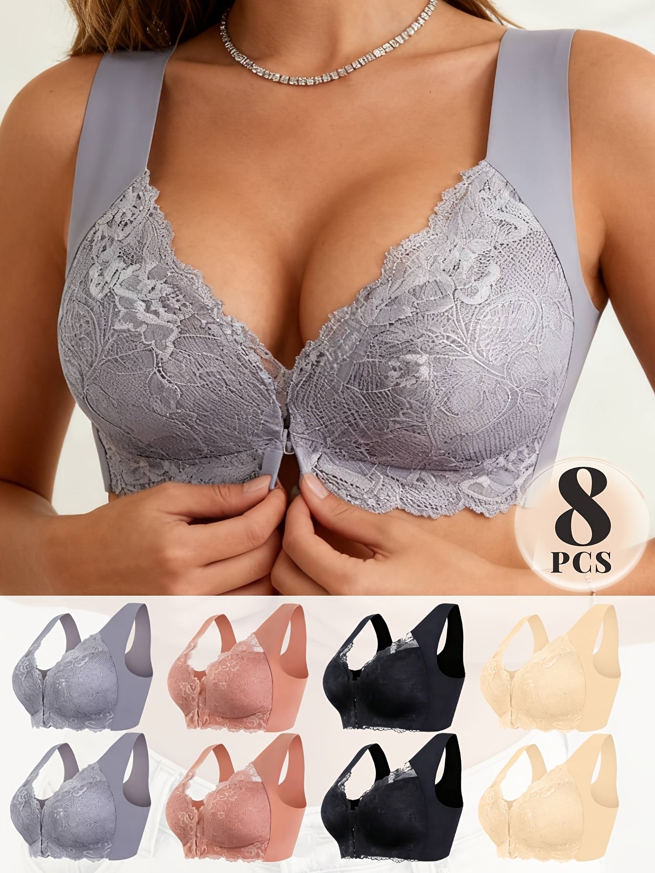 Women's Lace Bralette - 4-Pack Padded, Medium Support – view 3