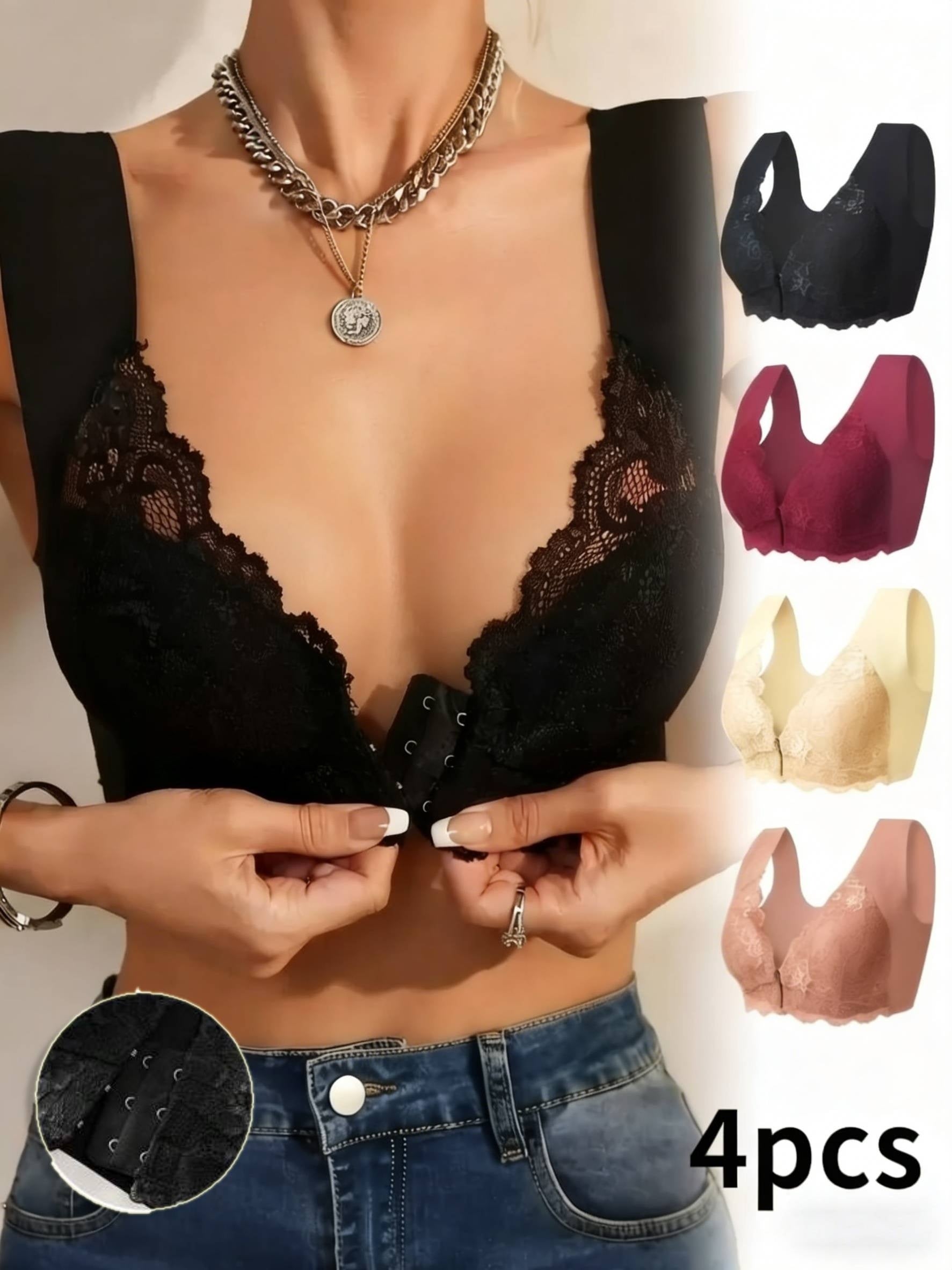Women's Lace Bralette - 4-Pack Padded, Medium Support – view 11