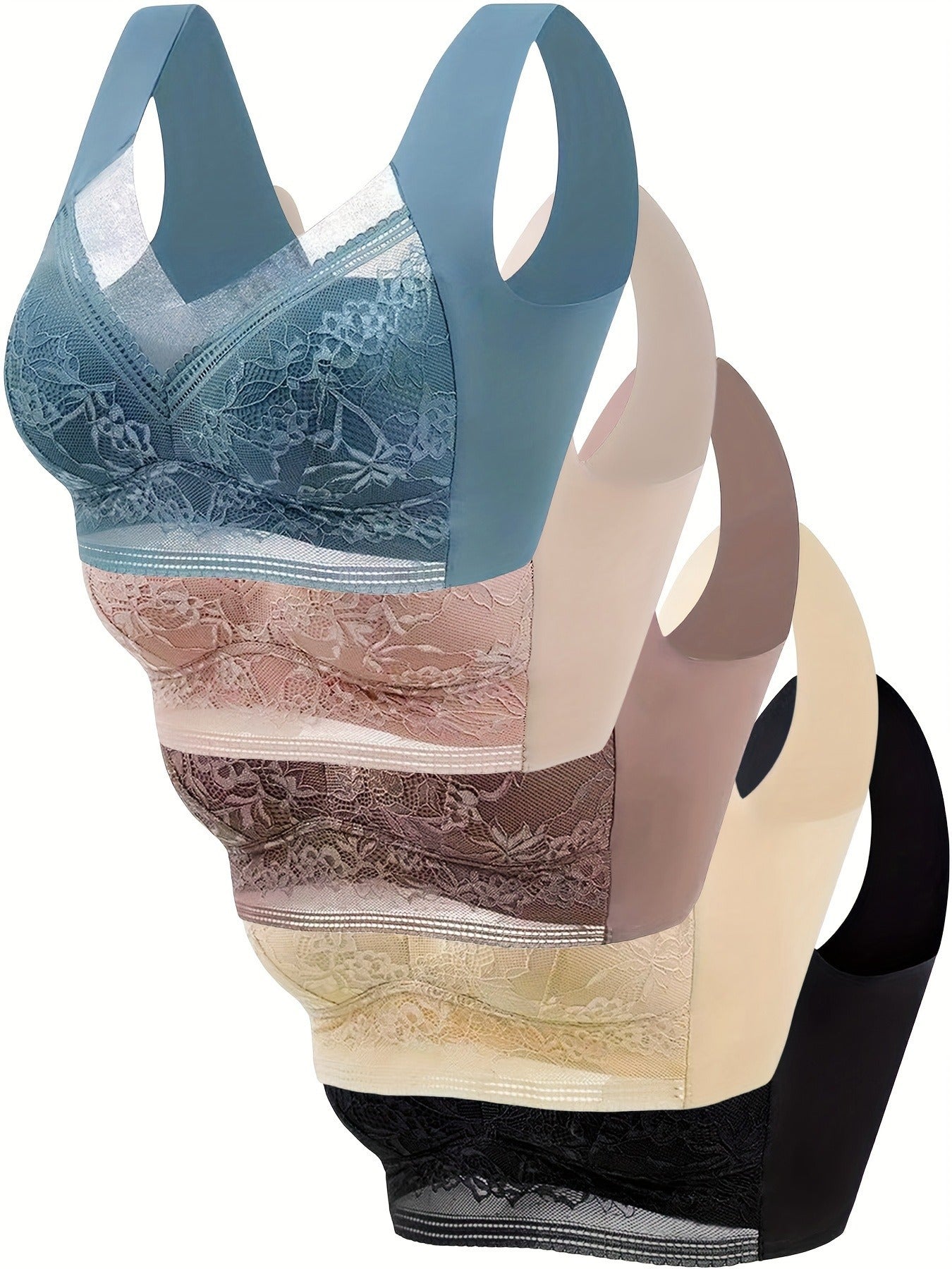 Women's Lace Bralette - 5-Pack Fixed Padding, Everyday Support – main product image