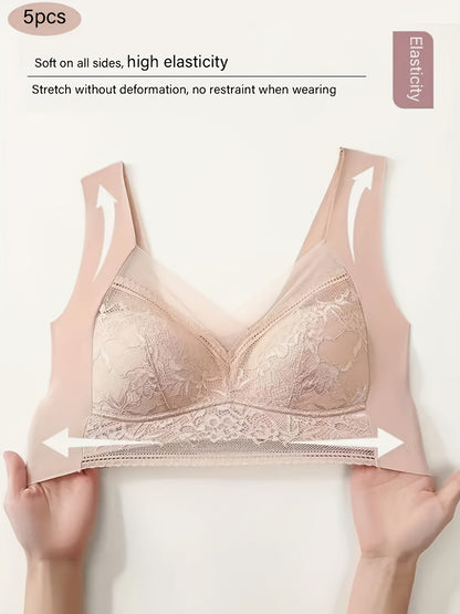 Women's Lace Bralette - 5-Pack Fixed Padding, Everyday Support – view 6