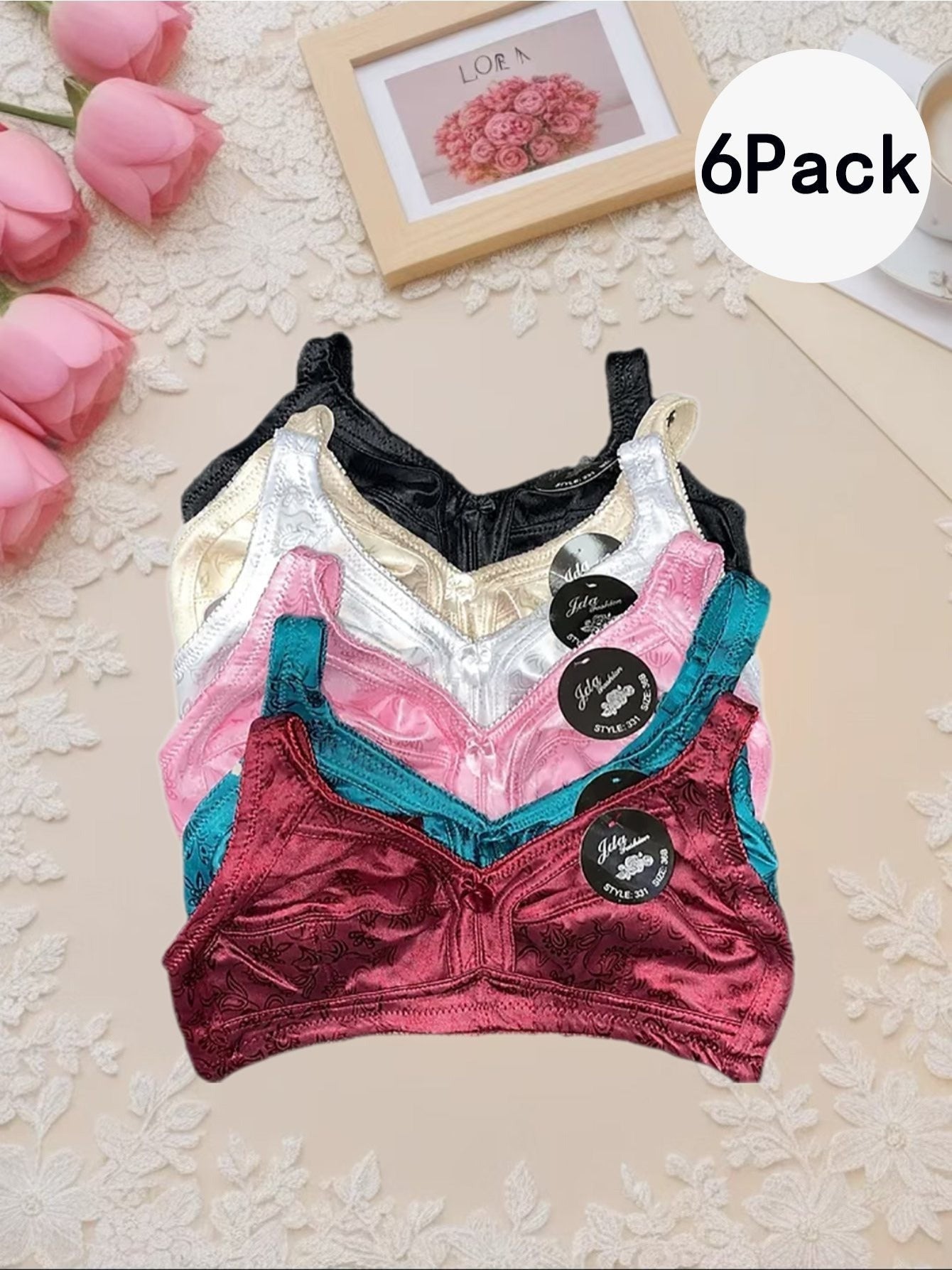 Women's Lace Bralette - 6-Pack Everyday Support – main product image