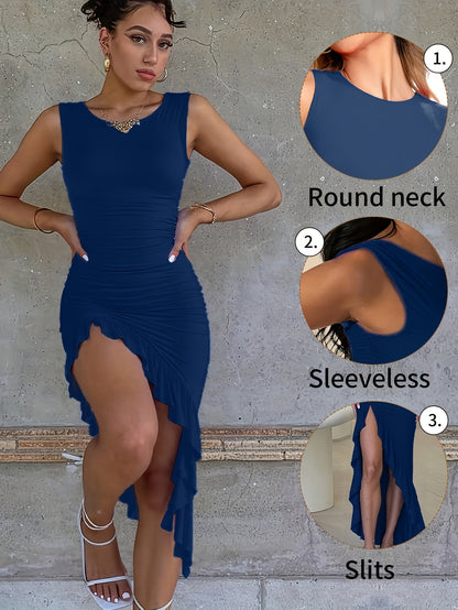 Women's Lace Crew Neck A-Line Dress – Sleeveless – Black option – view 5