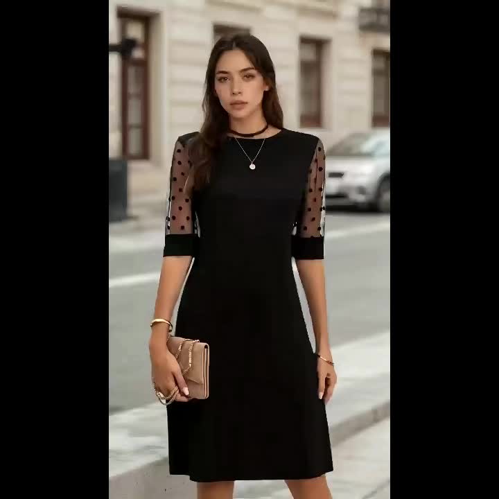 Women's Lace Crew Neck Summer Dress detail view