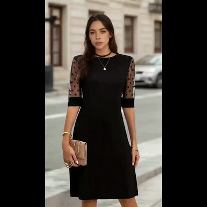 Women's Lace Crew Neck Summer Dress detail view