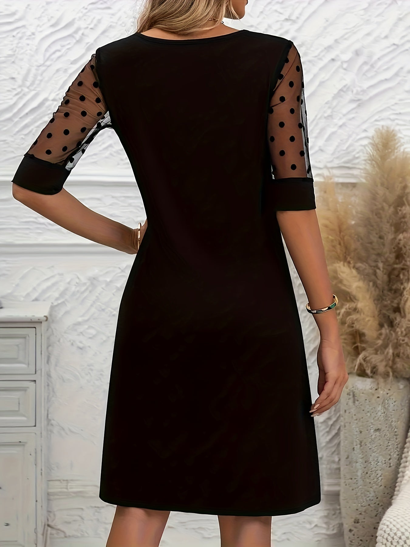 Women's Lace Crew Neck Summer Dress detail view