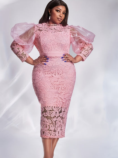 Women's Lace Crew Neck Wedding Dress detail view