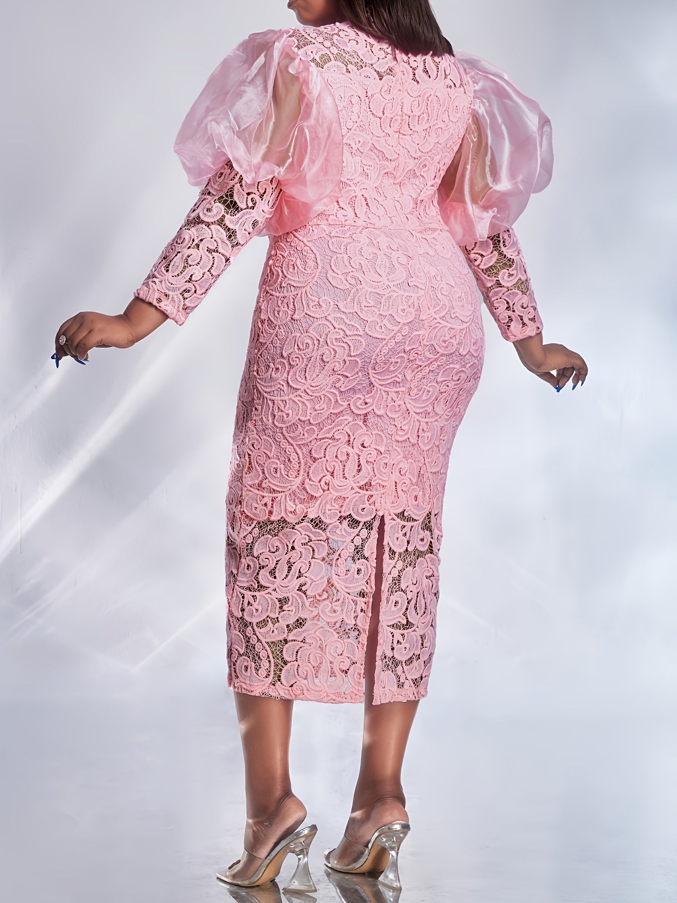 Women's Lace Crew Neck Wedding Dress detail view