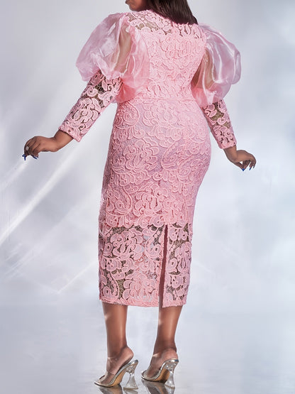 Women's Lace Crew Neck Wedding Dress detail view