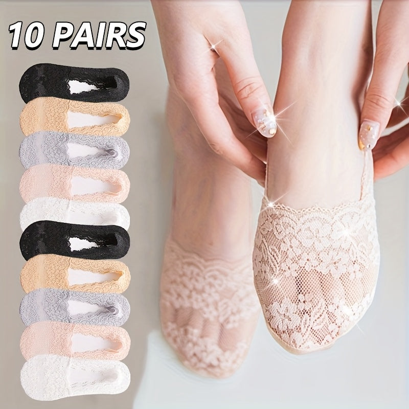 Women's Lace Detail Ankle Socks - 10-Pair Pack detail view