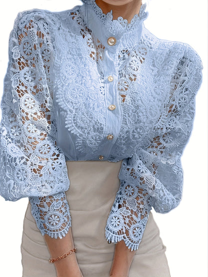 Women's Lace Detail Blouse - Classic Neck Short Sleeve – Sizes S–XXL – Green option – view 4