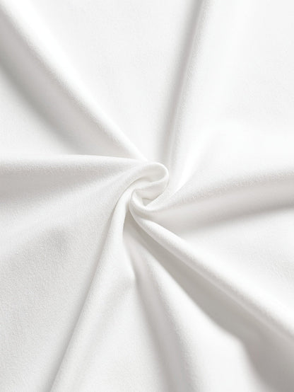 Women's Lace Detail Blouse - Classic Neck Short Sleeve – White detail view