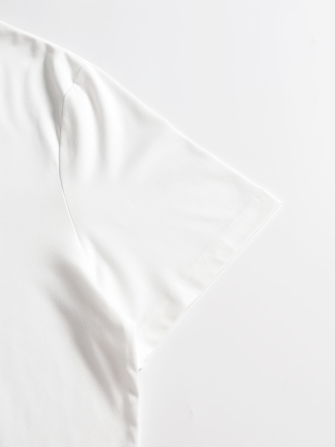 Women's Lace Detail Blouse - Classic Neck Short Sleeve – White detail view
