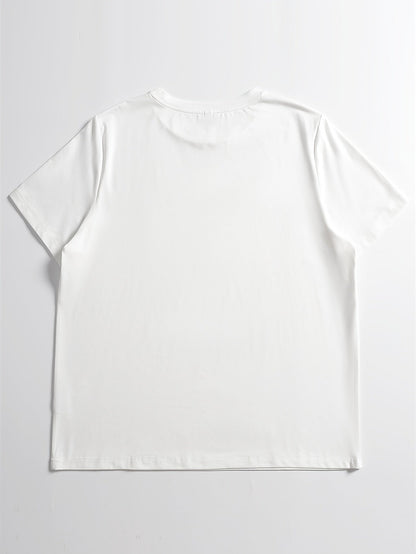 Women's Lace Detail Blouse - Classic Neck Short Sleeve – White detail view