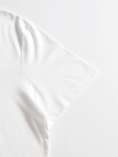 Women's Lace Detail Blouse - Classic Neck Short Sleeve – White detail view