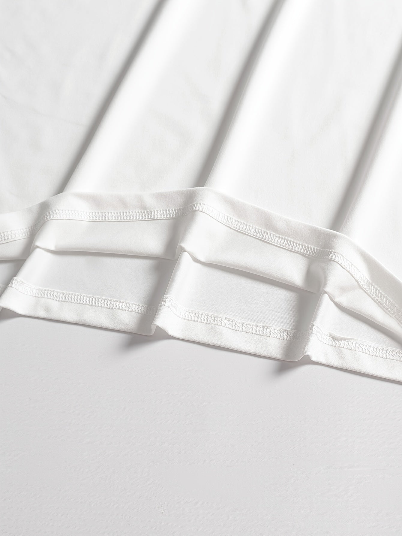 Women's Lace Detail Blouse - Classic Neck Short Sleeve – White detail view