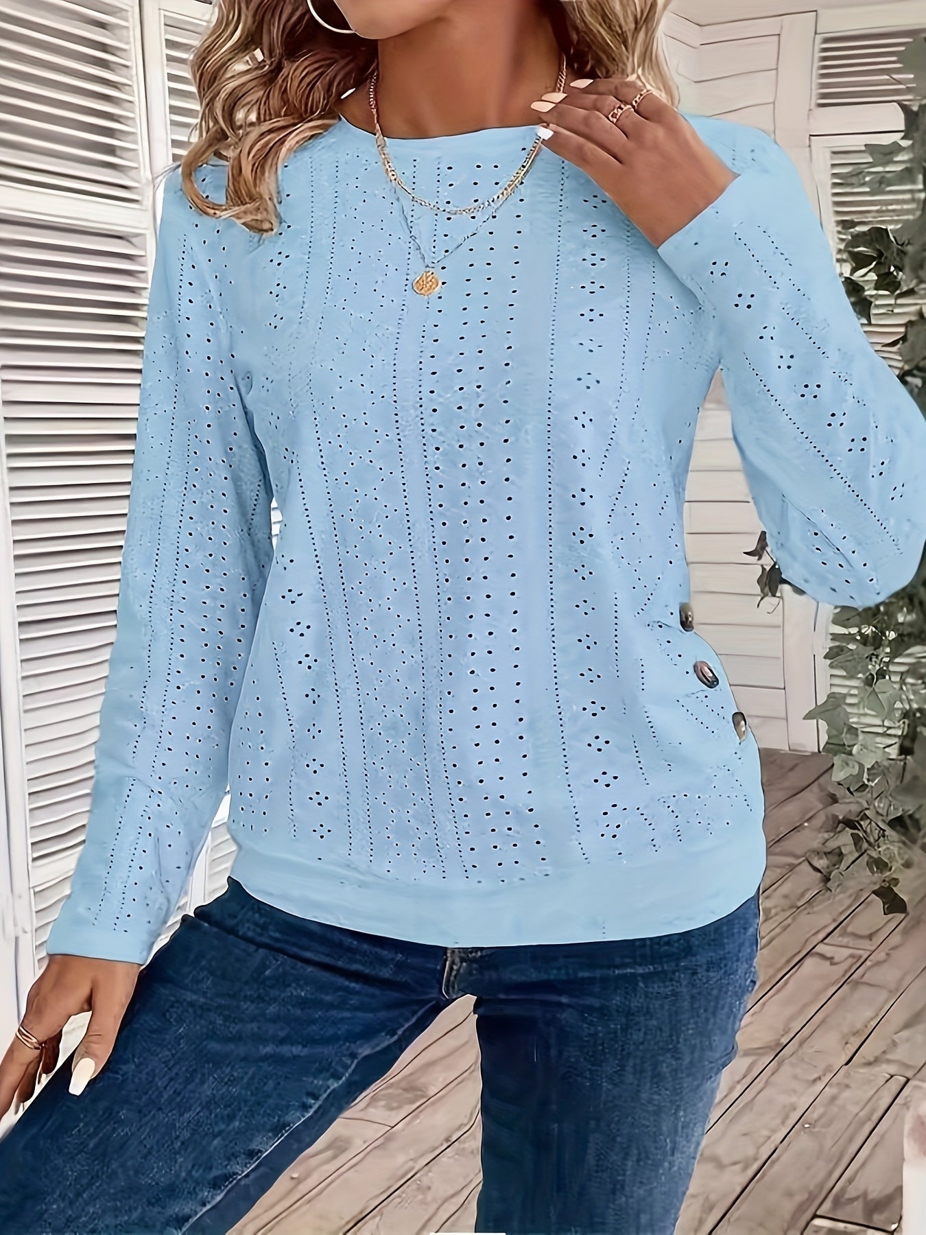 Women's Lace Detail Blouse - Regular Fit – Long Sleeve detail view